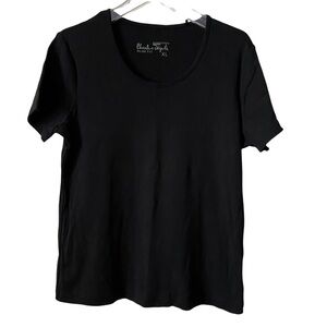 Womens Slim Fit Cotton Short Sleeves Black T Shirt XL